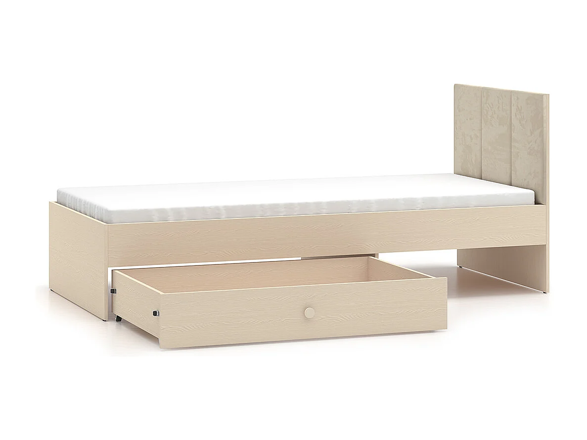 Bett 90x200 inkl. Bettkasten und Schublade Alycia Beige