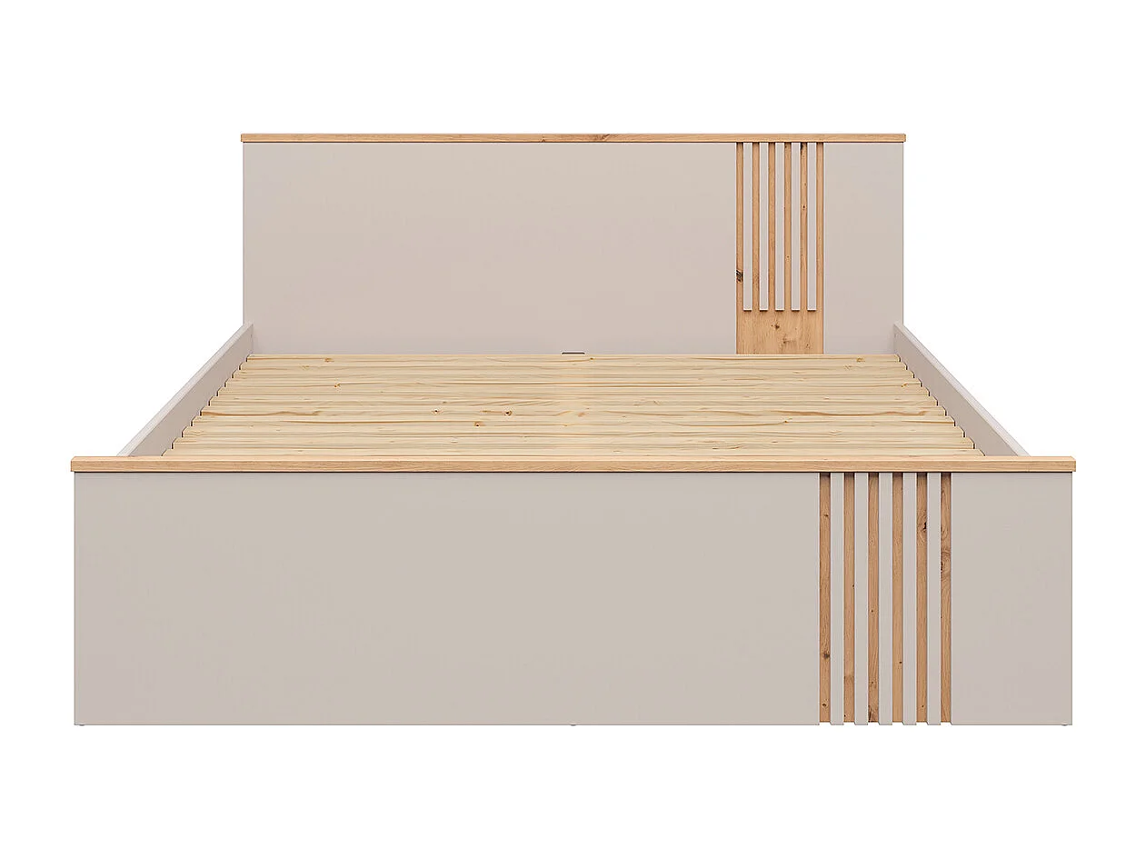 Ezra Cashmere og Wood 160x200 seng inklusive bund og skuffer