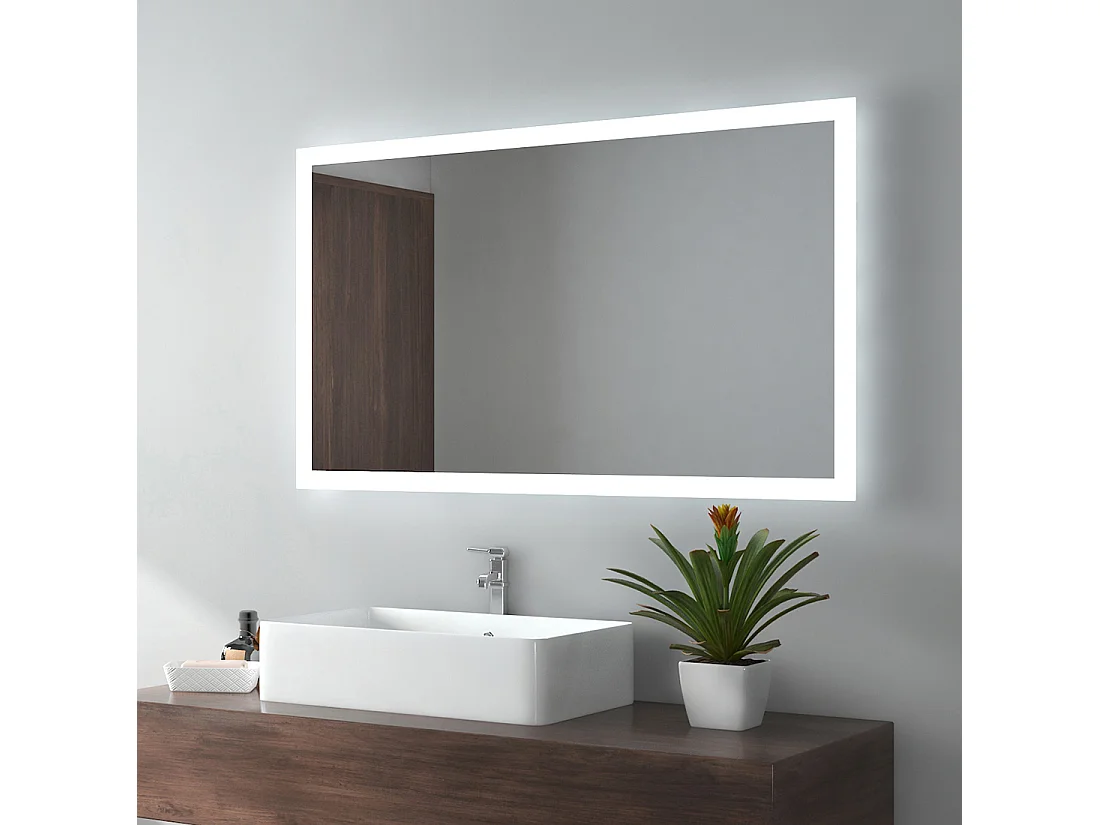EMKE Badkamerspiegel LED 100x60cm anti-condens dubbele verlichting