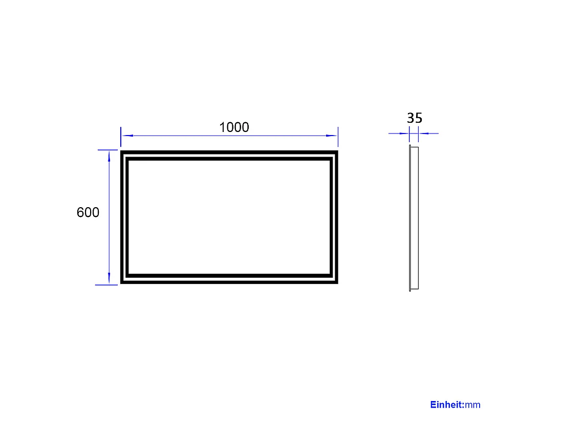 EMKE Specchio LED da Bagno 100 x 60 cm, Interruttore Meccanico, Anti Appannamento, Illuminazione Frontale e Posteriore, Bianco Caldo/Freddo