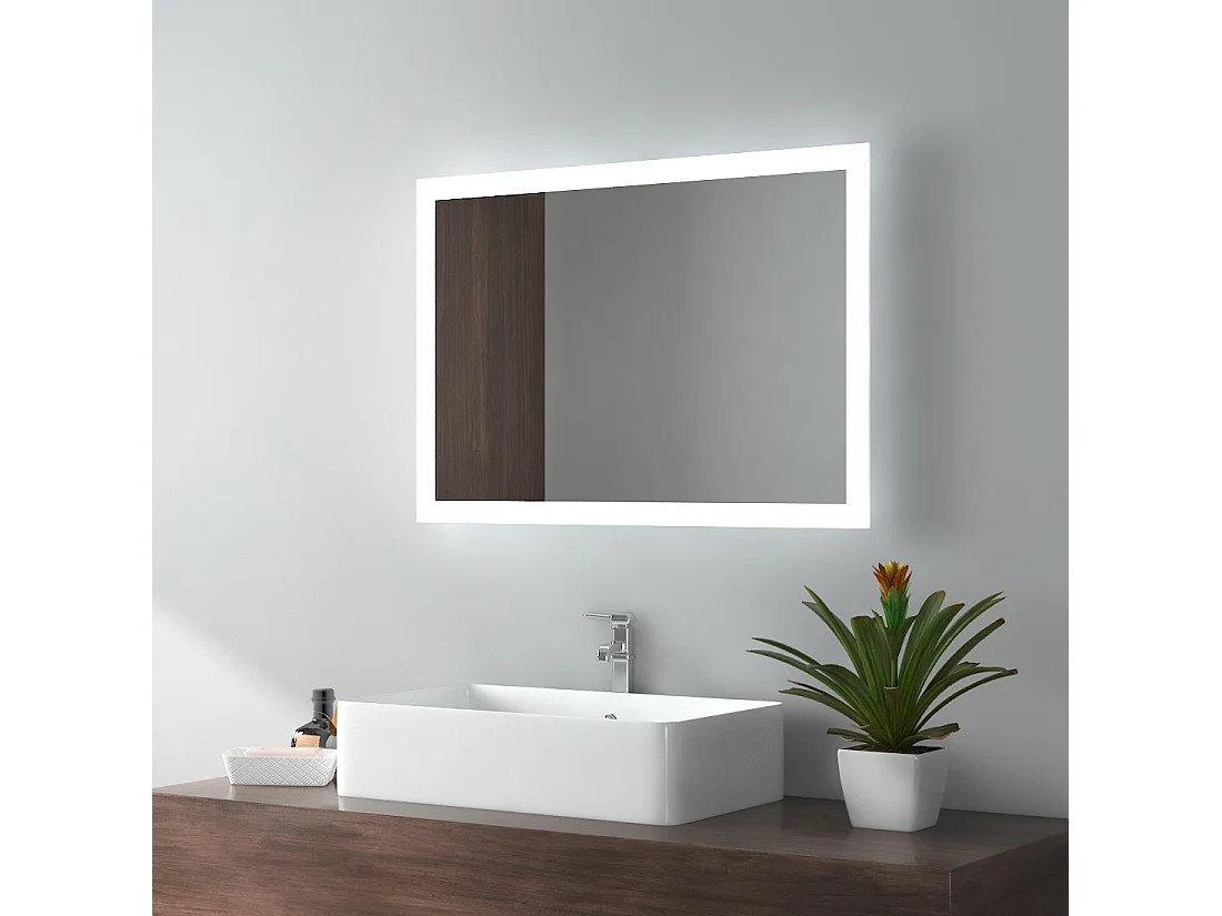 EMKE Badkamerspiegel LED 70x50cm anti-condens dubbele verlichting