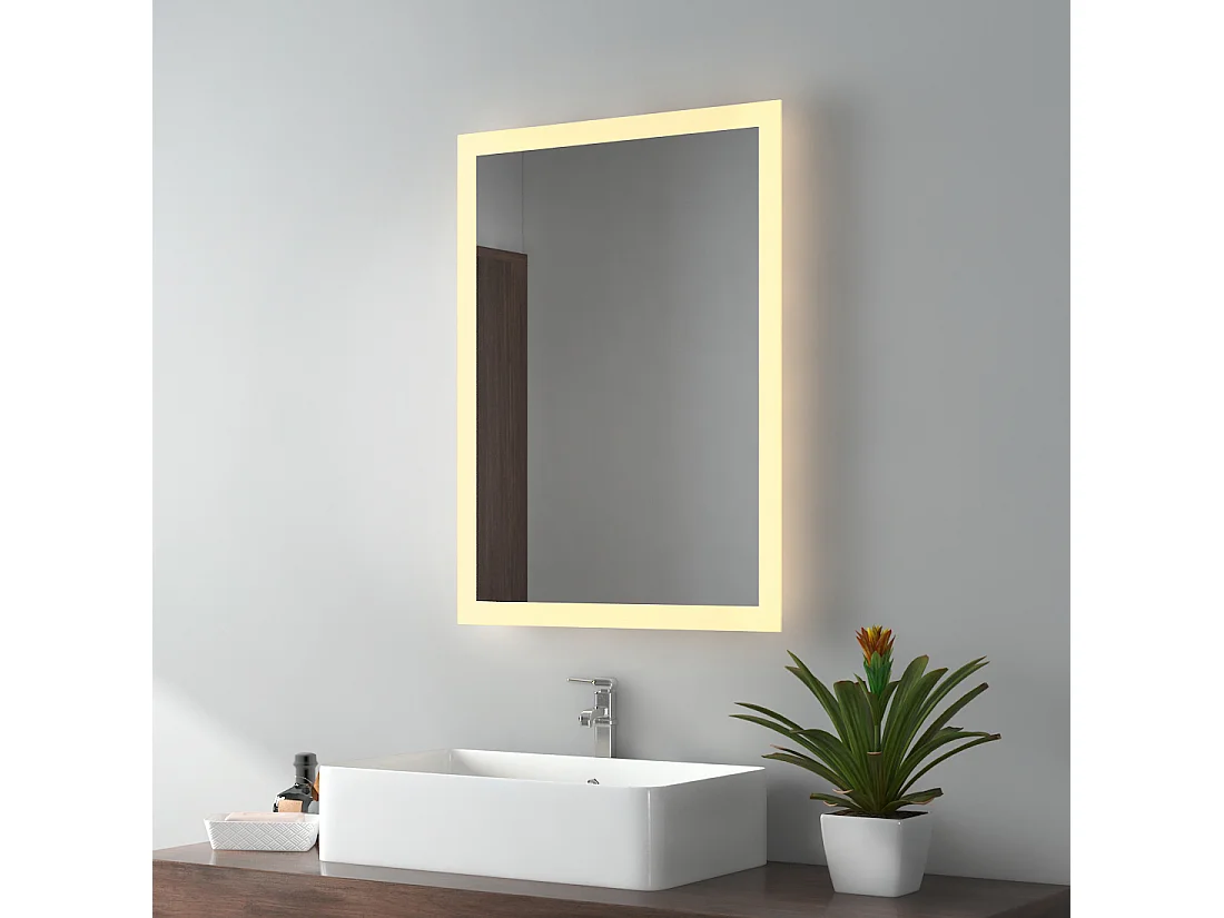 EMKE Badkamerspiegel LED 70x50cm anti-condens dubbele verlichting