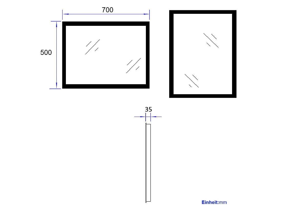 EMKE Specchio LED da Bagno 50 x 70 cm, Anti-Appannamento, Interruttore Meccanico, 2 Temperature di Colore