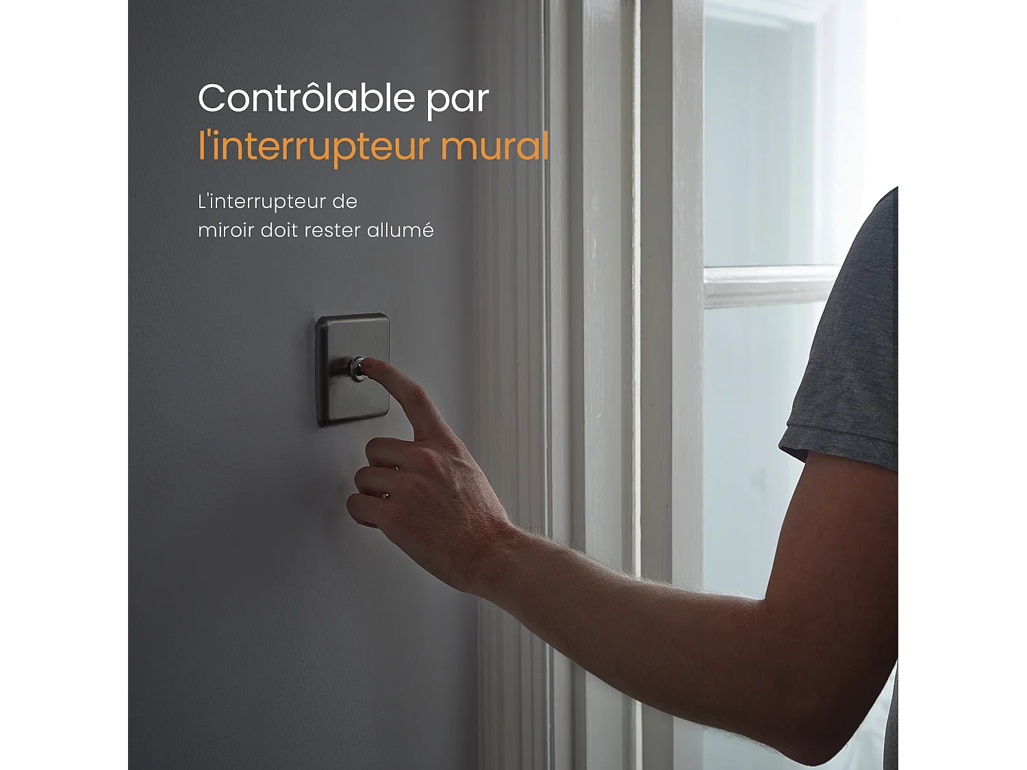 EMKE Badkamerspiegel LED 70x50cm anti-condens dubbele verlichting