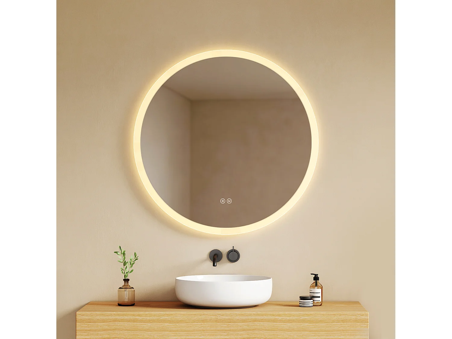 EMKE Ronde LED badkamerspiegel met anti-condens 80 cm