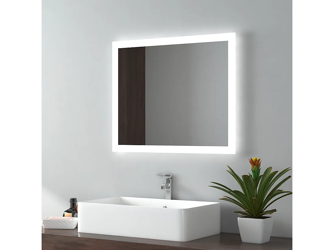 EMKE Badkamerspiegel LED 60x50cm anti-condens dubbele verlichting