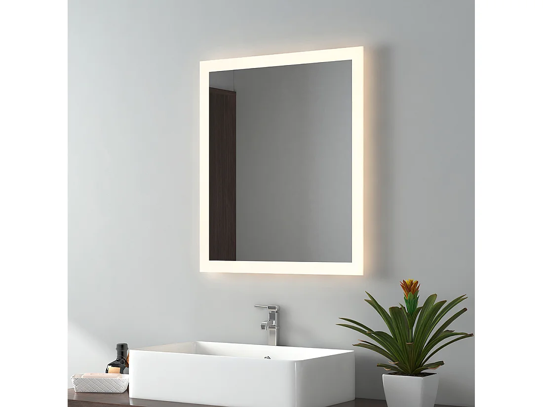 EMKE Badkamerspiegel LED 60x50cm anti-condens dubbele verlichting