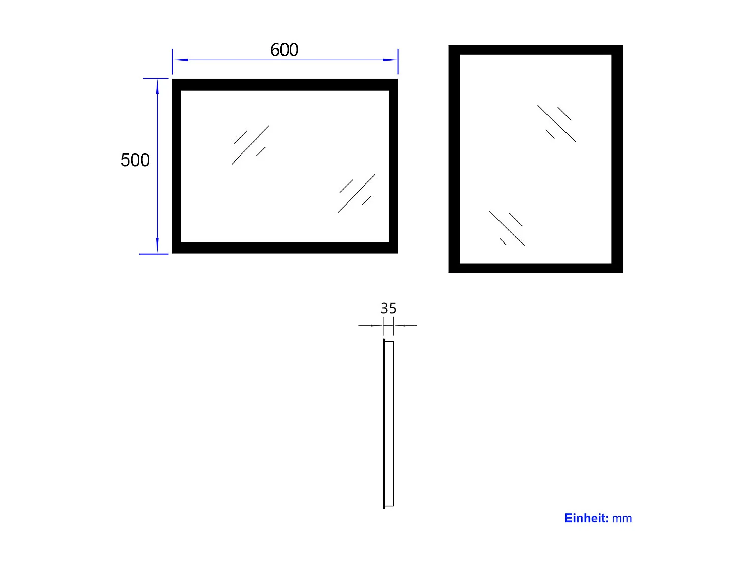 EMKE Badkamerspiegel LED 60x50cm anti-condens dubbele verlichting