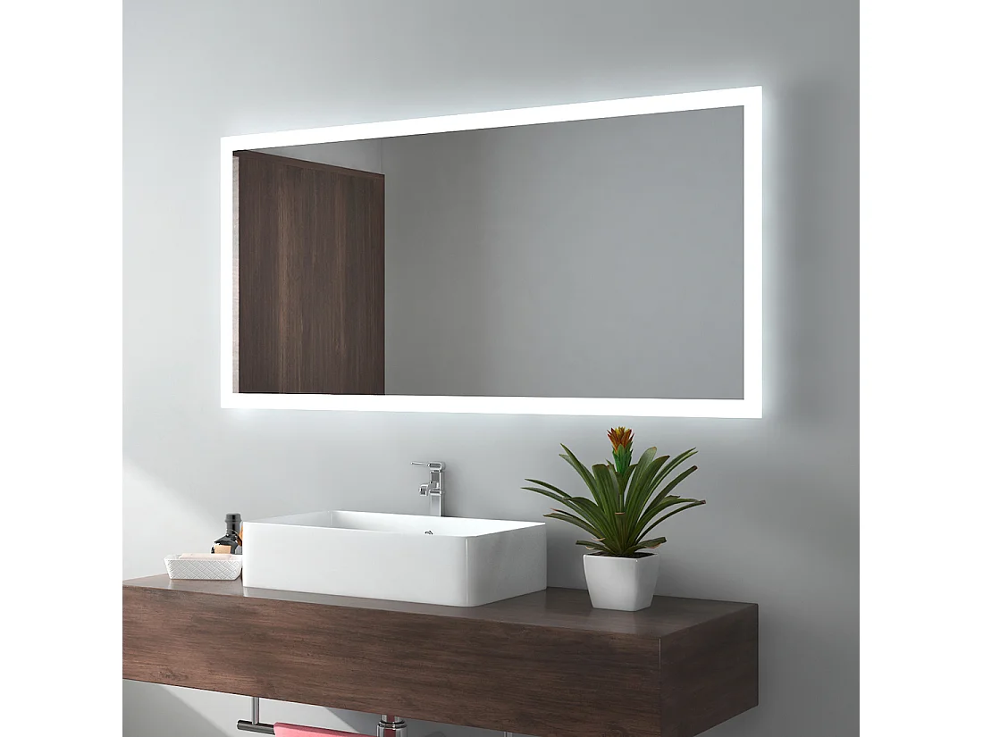 EMKE Badkamerspiegel LED 120x60cm anti-condens dubbele verlichting