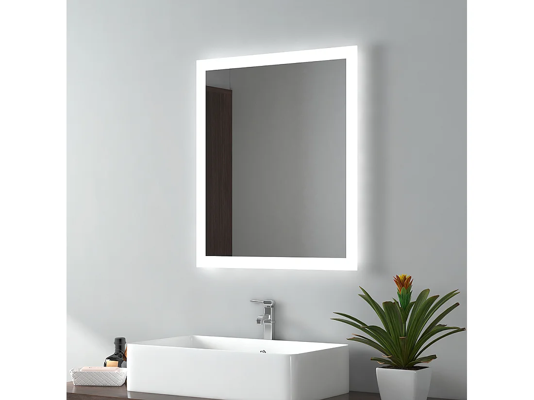 EMKE Badkamerspiegel LED 60x50cm anti-condens dubbele verlichting