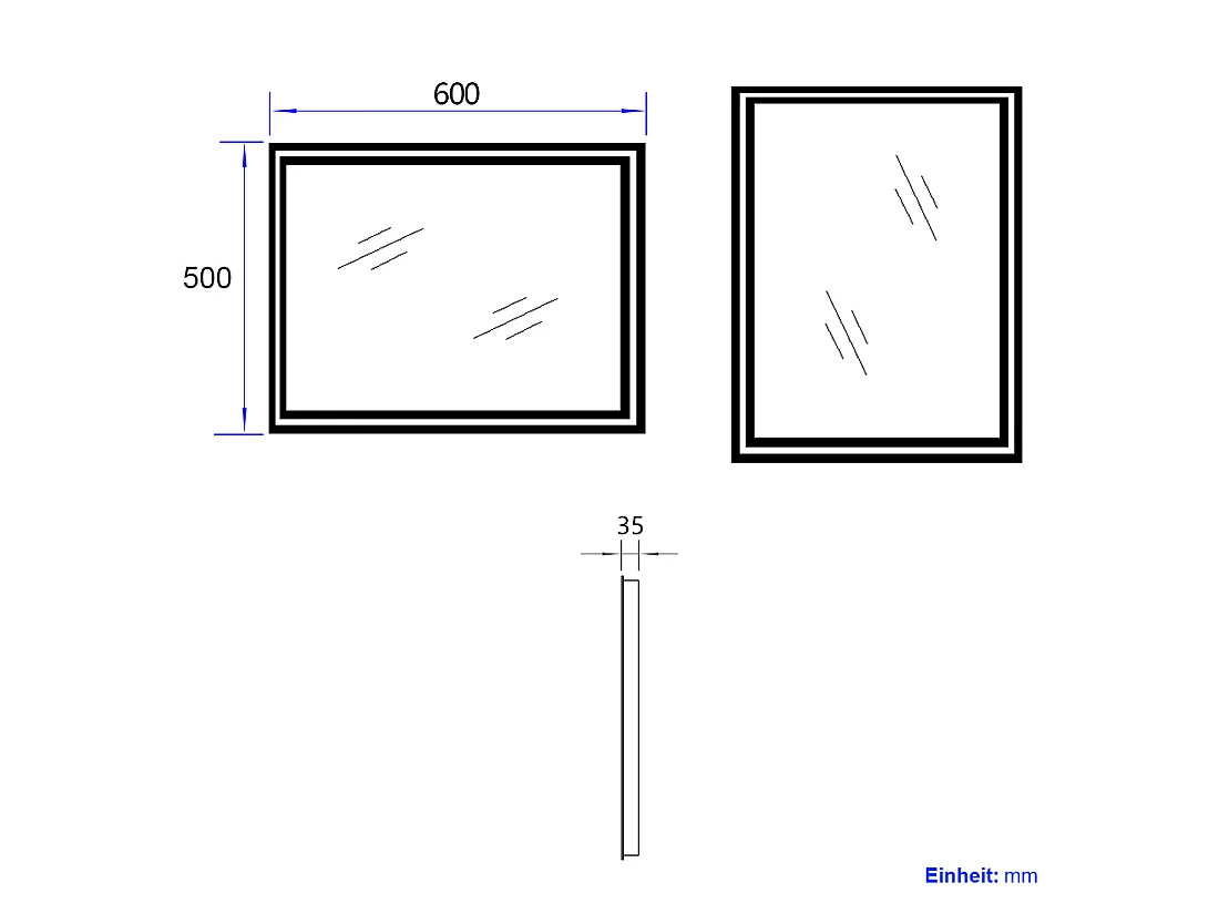 EMKE Specchio LED da Bagno 60 x 50 cm, Interruttore Meccanico, Anti Appannamento, Illuminazione Frontale e Posteriore, Bianco Caldo/Freddo