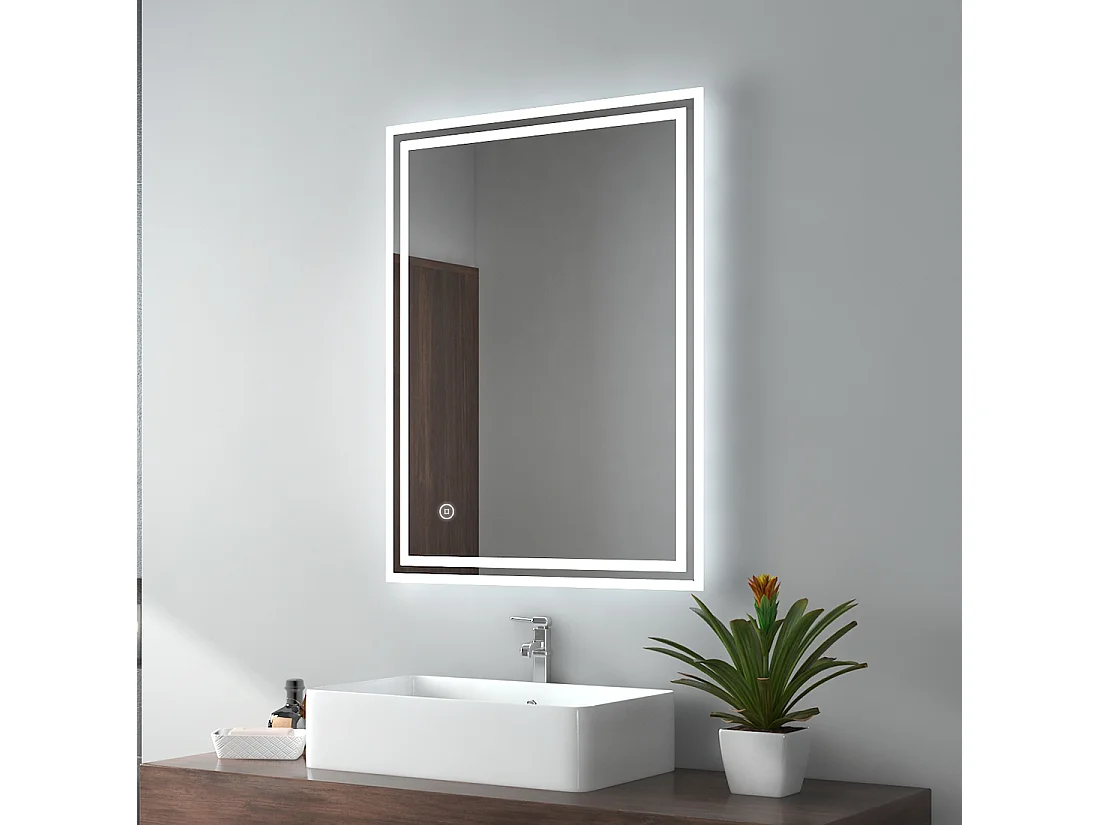 EMKE Badkamerspiegel LED 80x60cm touch anti-condens 3 kleuren