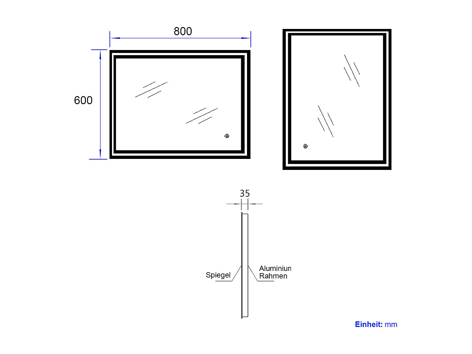 EMKE Badkamerspiegel LED 80x60cm touch anti-condens 3 kleuren