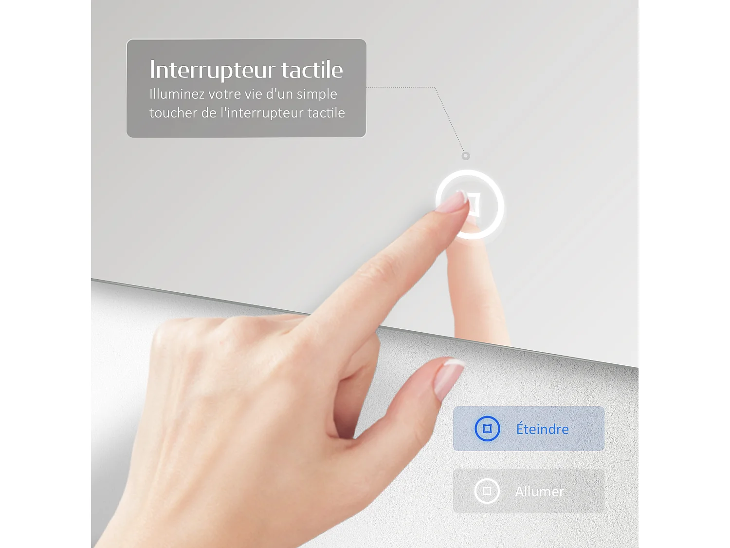 EMKE Badkamerspiegel LED 120x60cm touch koud wit licht