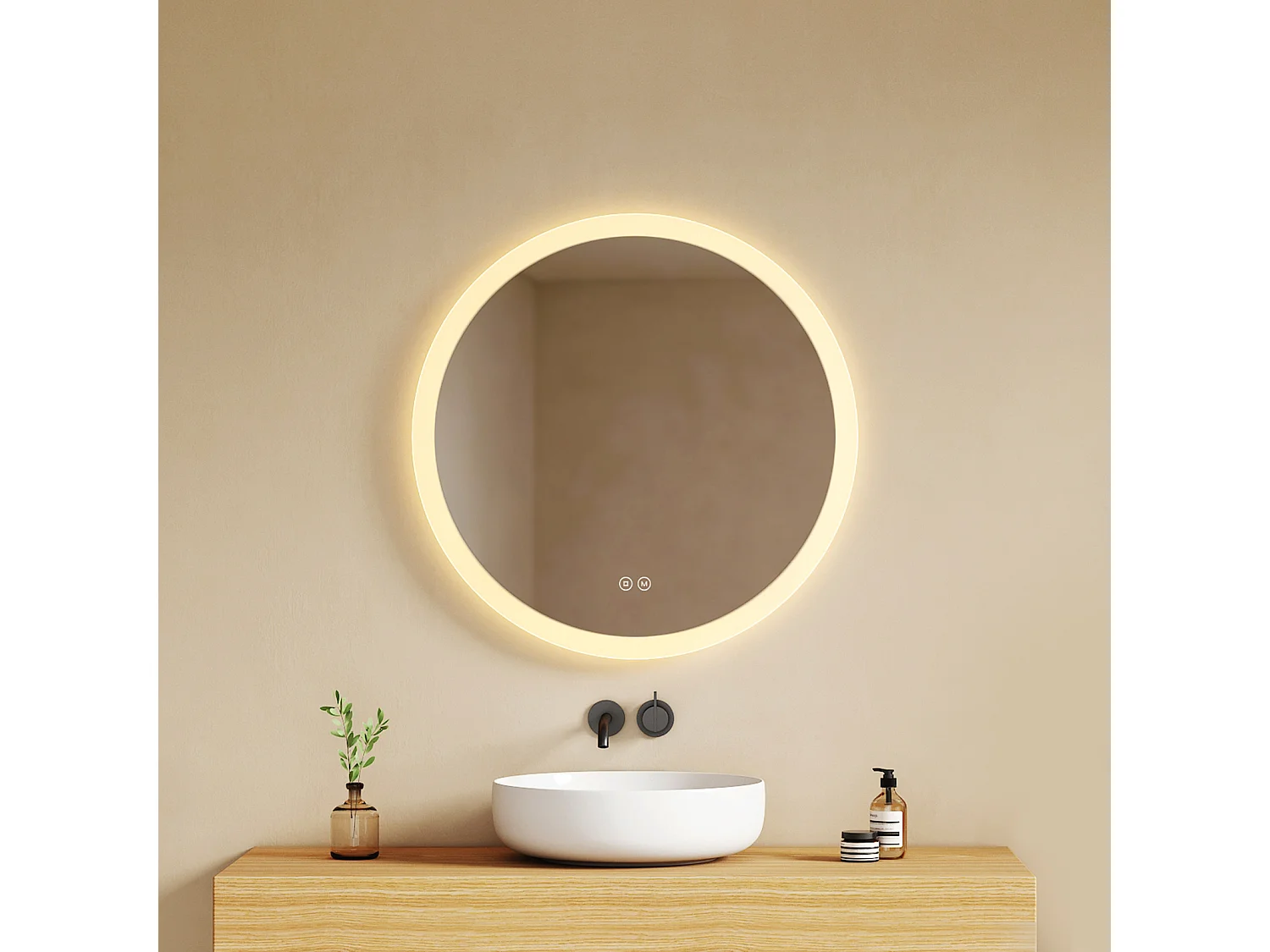 EMKE Ronde LED badkamerspiegel met anti-condens 60 cm