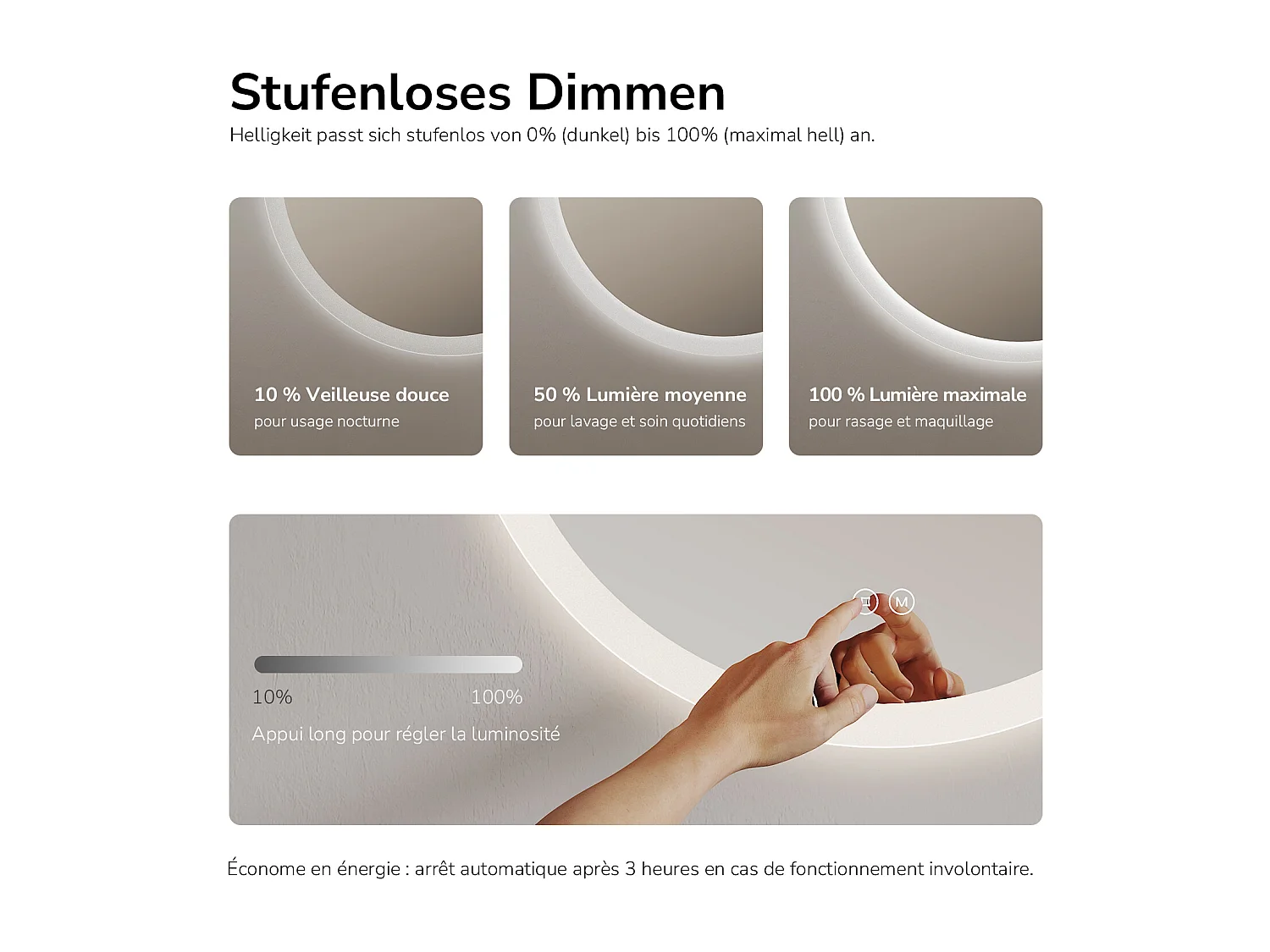 EMKE Ronde LED badkamerspiegel met anti-condens 60 cm