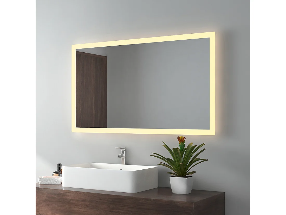 EMKE Badkamerspiegel LED 100x60cm anti-condens dubbele verlichting