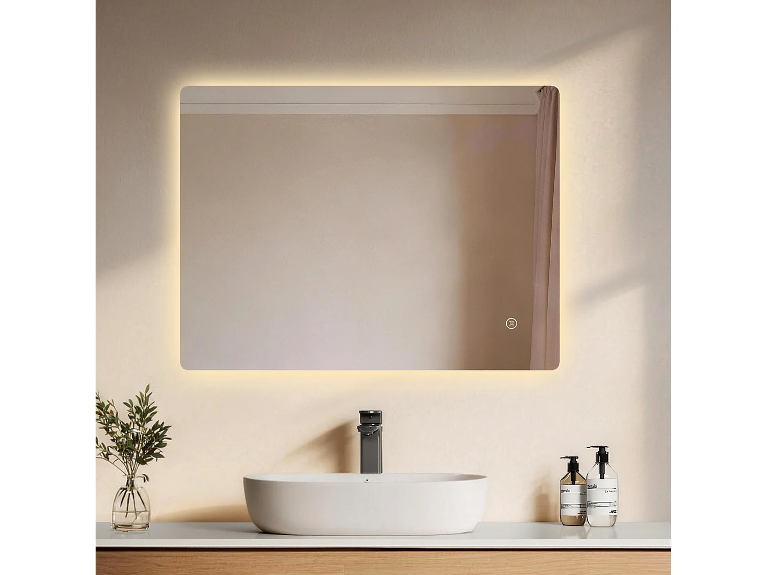 EMKE LED badkamerspiegel rechthoekig 80x60 cm touch