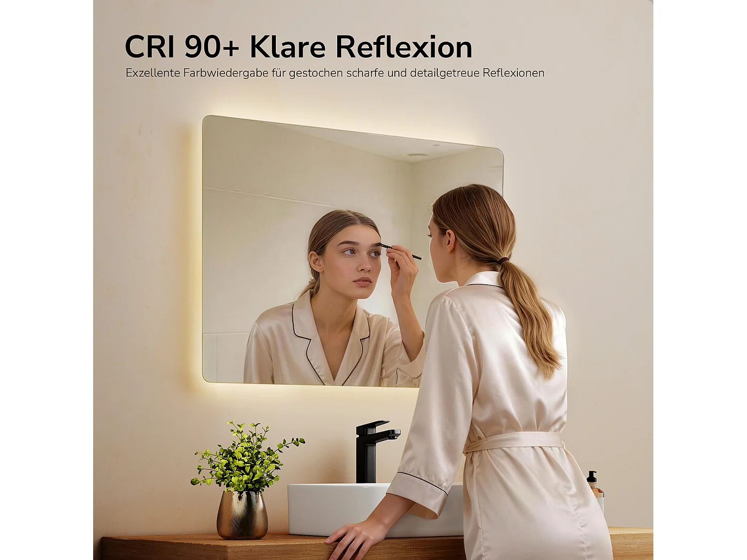 EMKE LED badkamerspiegel rechthoekig 80x60 cm touch