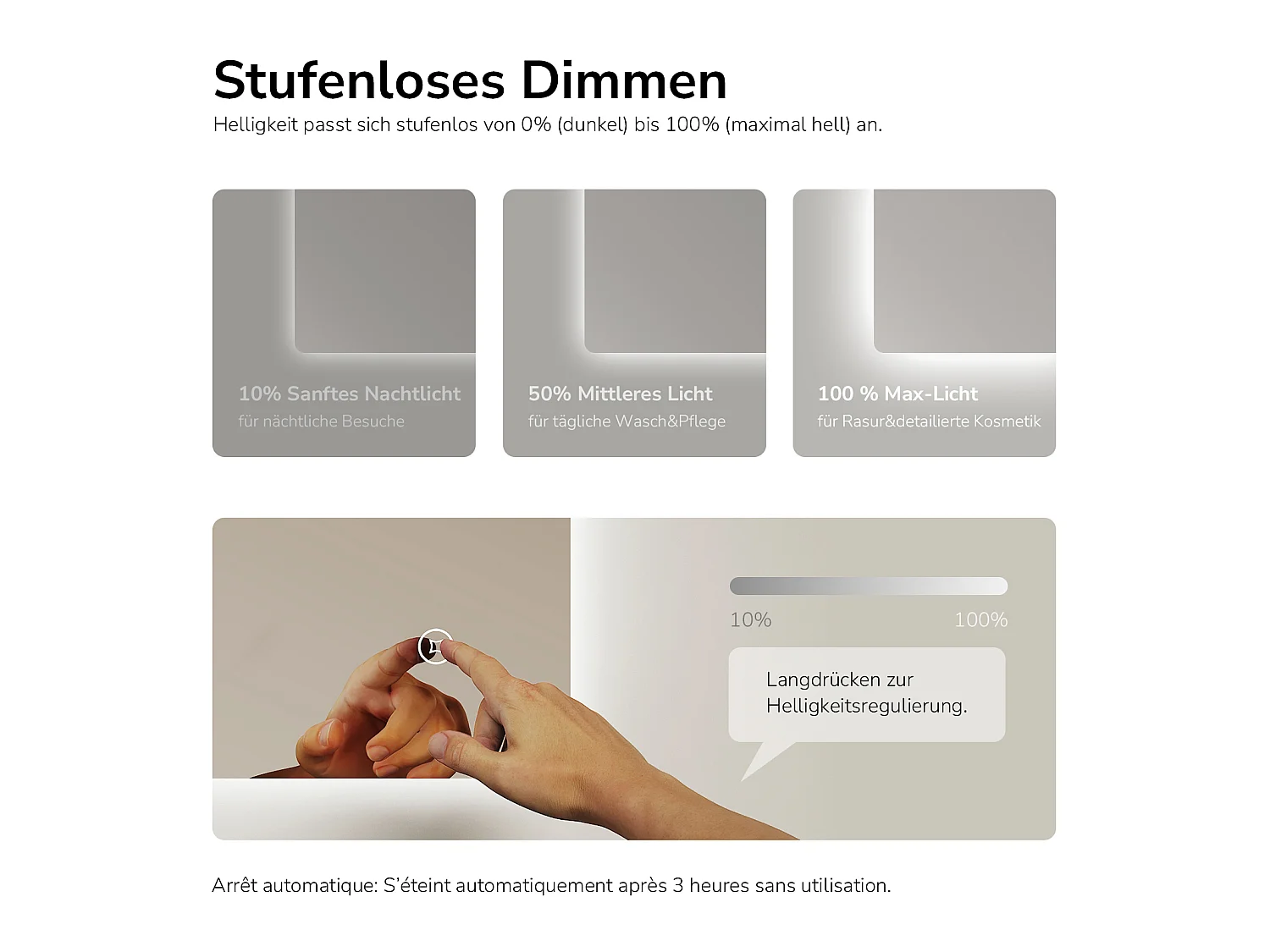 EMKE Rechteckiger LED Badspiegel 80 x 60 cm mit Touch Bedienung