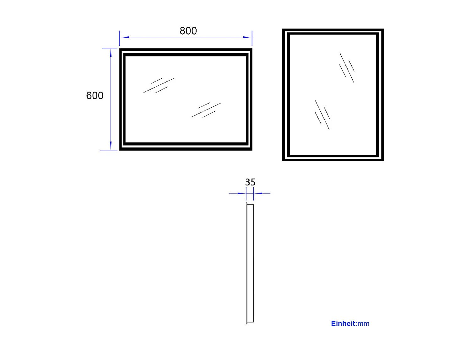 EMKE Badkamerspiegel LED 80x60cm anti-condens dubbele verlichting
