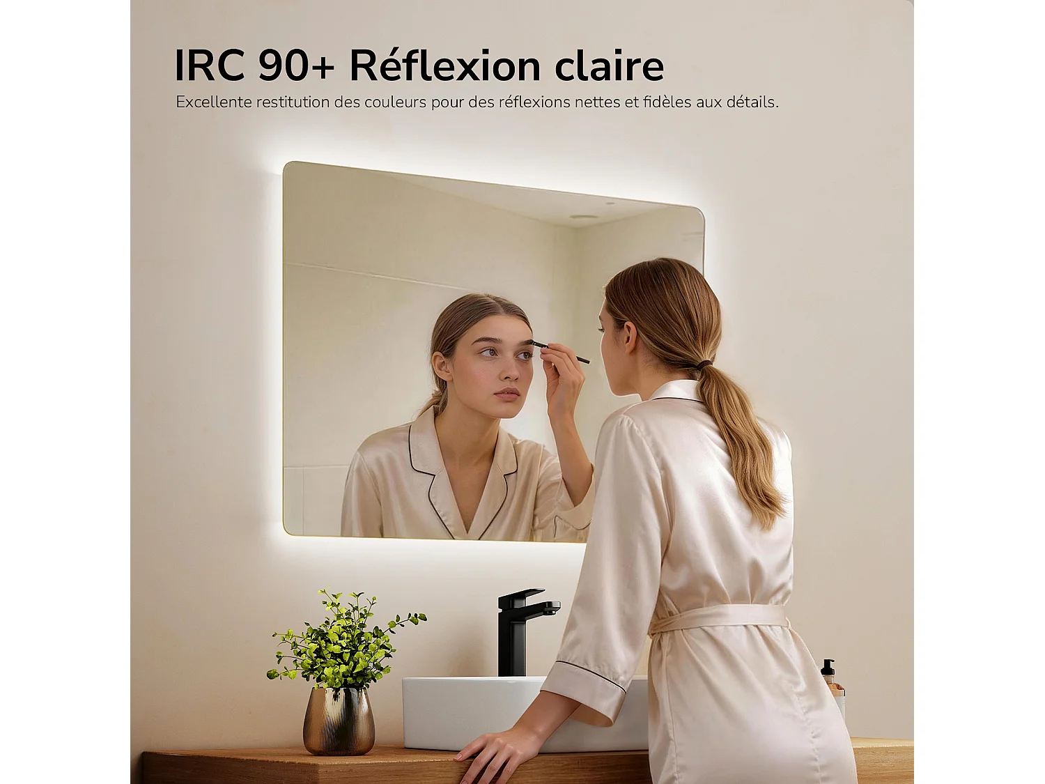 EMKE LED badkamerspiegel met achtergrondverlichting 80x60 cm koud wit