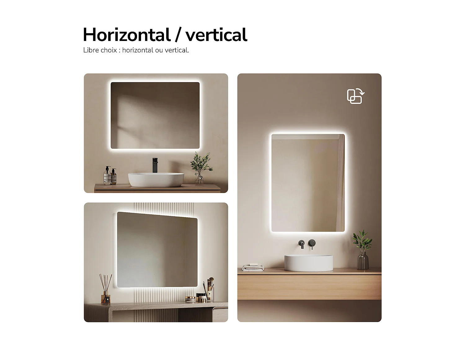 EMKE LED badkamerspiegel met achtergrondverlichting 80x60 cm koud wit