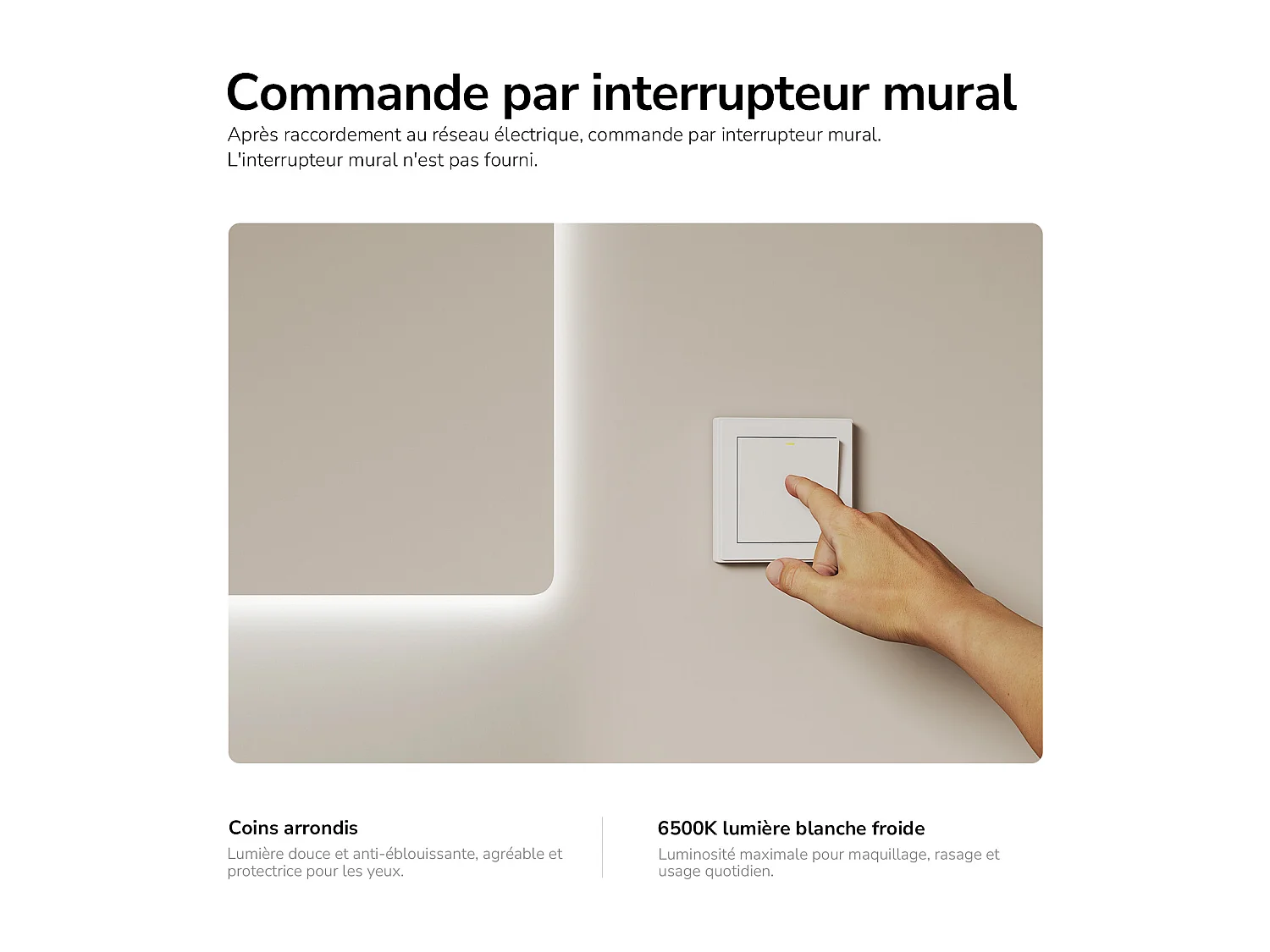 EMKE LED badkamerspiegel met achtergrondverlichting 80x60 cm koud wit