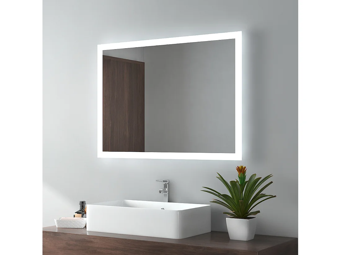 EMKE Badkamerspiegel LED 80x60cm anti-condens dubbele verlichting