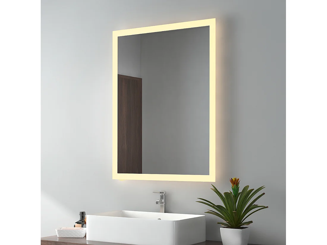 EMKE Badkamerspiegel LED 80x60cm anti-condens dubbele verlichting