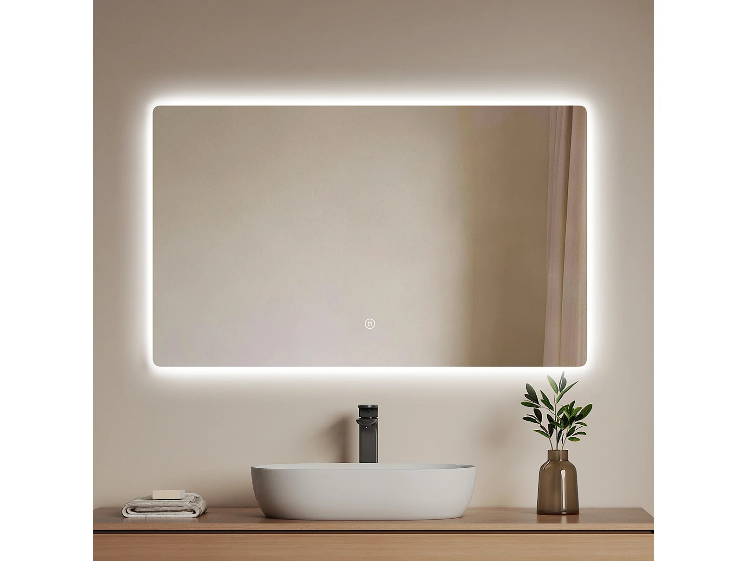 EMKE Miroir de salle de bain LED rectangulaire 100x60 cm tactile