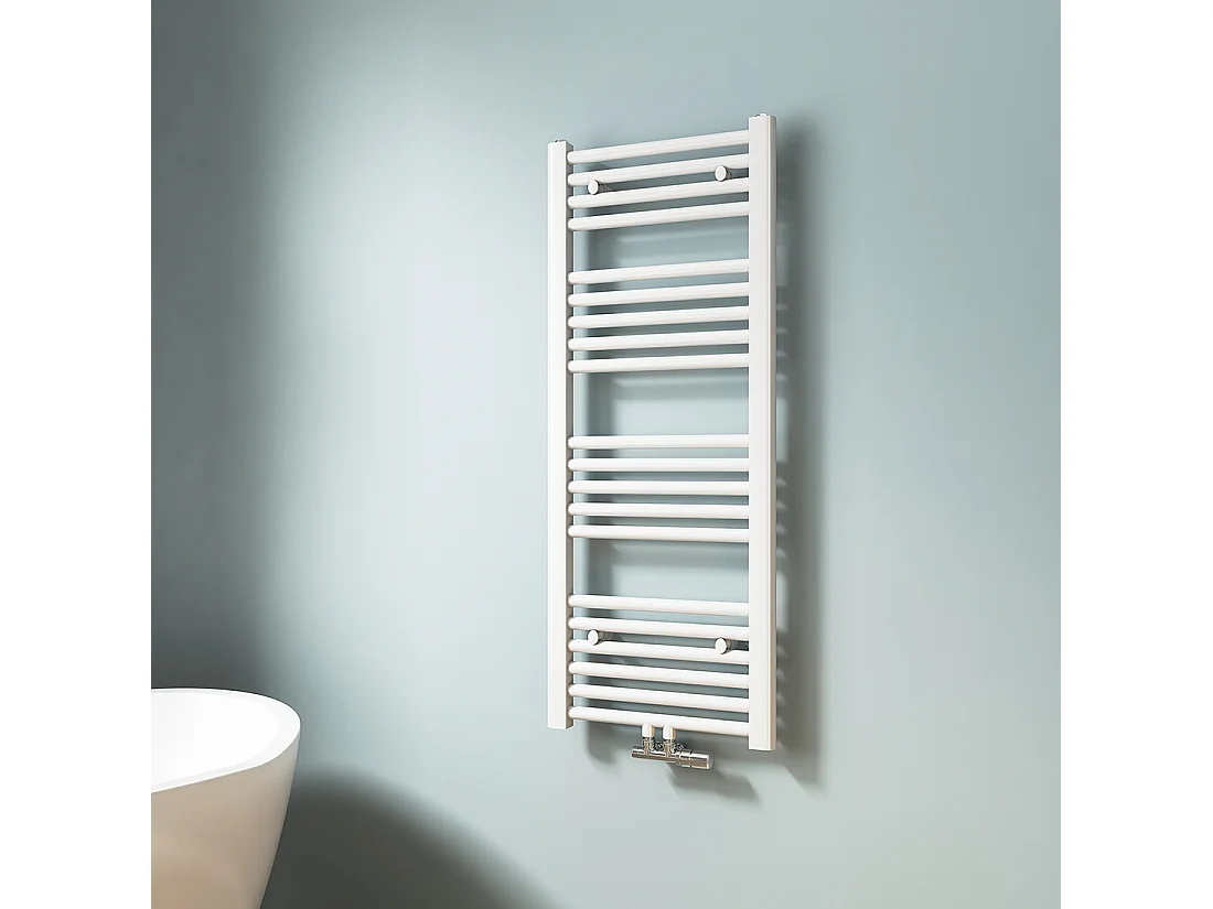 EMKE Handdoekradiator warm water wit 100 x 40 cm 356W midden en zijaansluiting