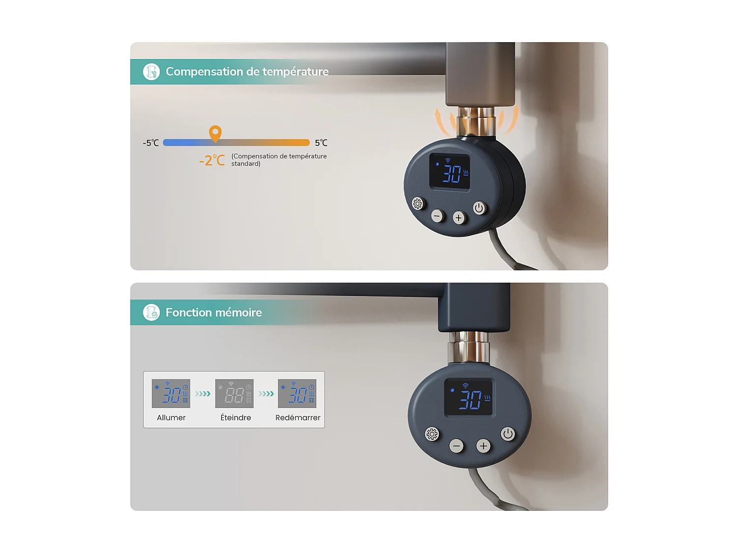 EMKE Elektrischer Handtuchheizkörper anthrazit WiFi 75x60cm 300W IP44 Thermostat Tuya App-Steuerung smart