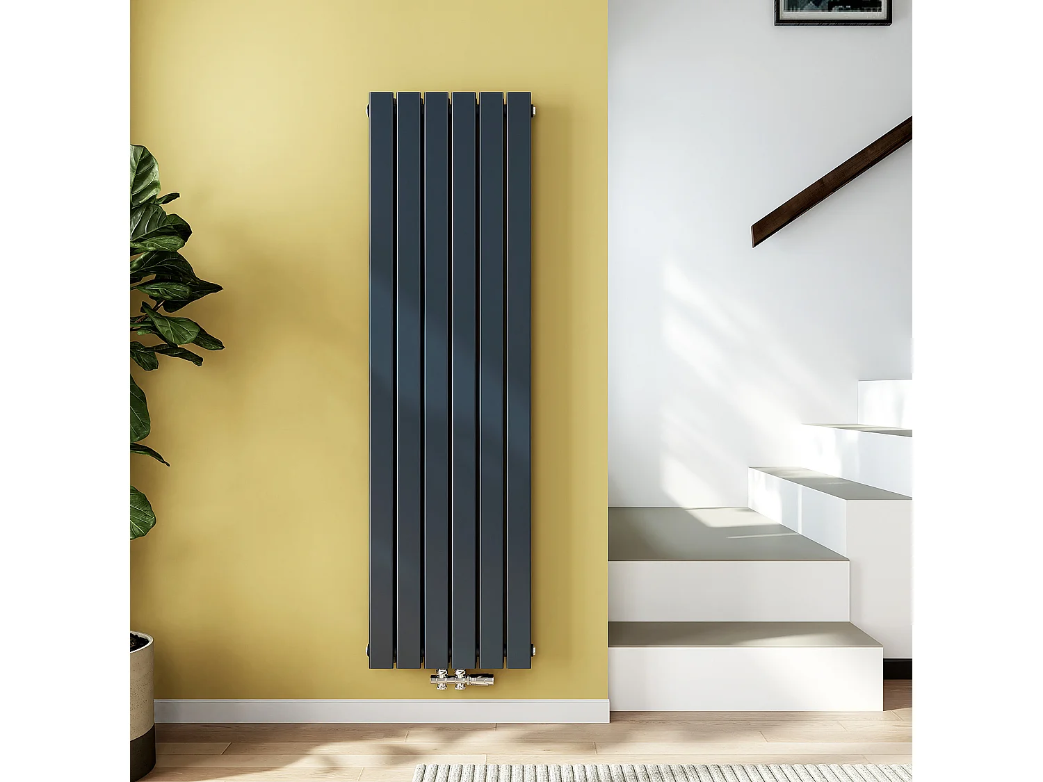 EMKE Warmwaterradiator van staal antraciet vlakke buis 160x46 cm 1490W dubbellaags