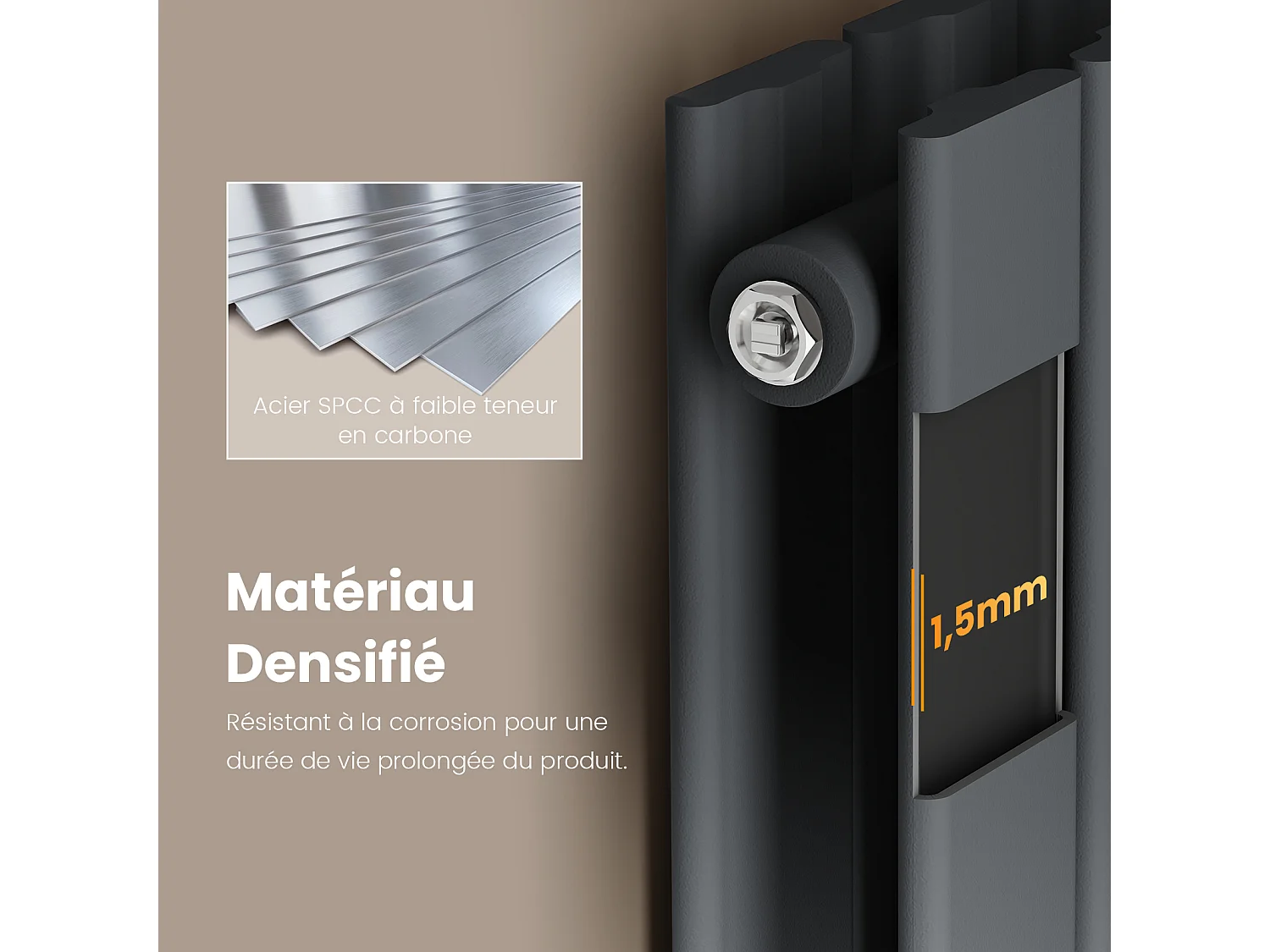 EMKE Warmwaterradiator van staal antraciet vlakke buis 160x46 cm 1490W dubbellaags