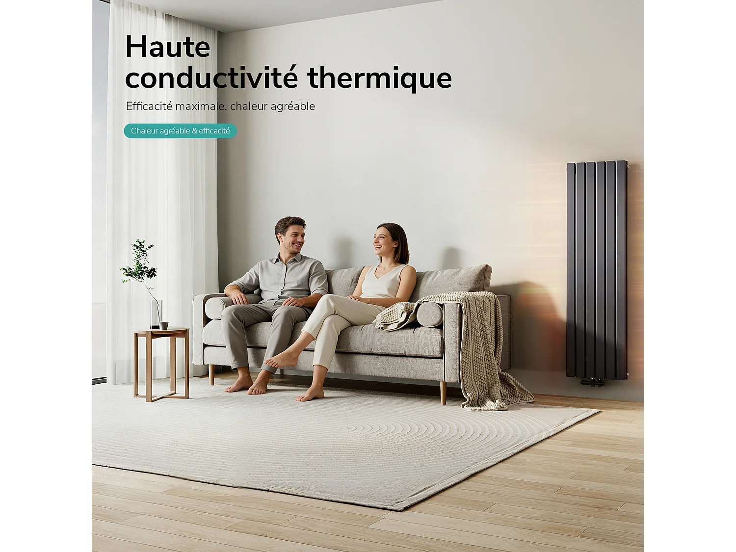 EMKE Warmwaterradiator van Staal, Platte Buis, Wandradiator, Antraciet, 160 x 46 cm, 1490 W, Dubbele Laag