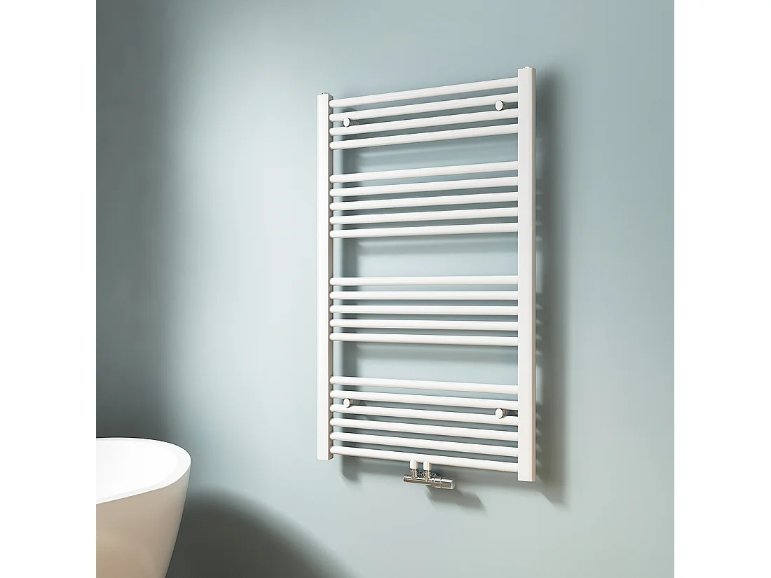 EMKE Handdoekradiator warm water wit 100 x 60 cm 498W midden en zijaansluiting