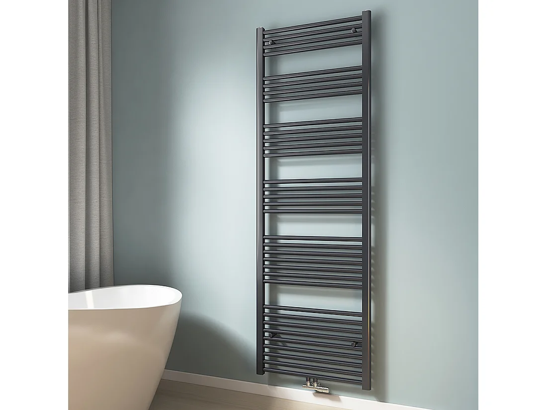 EMKE Handdoekradiator warm water antraciet 180 x 60 cm 860W midden en zijaansluiting