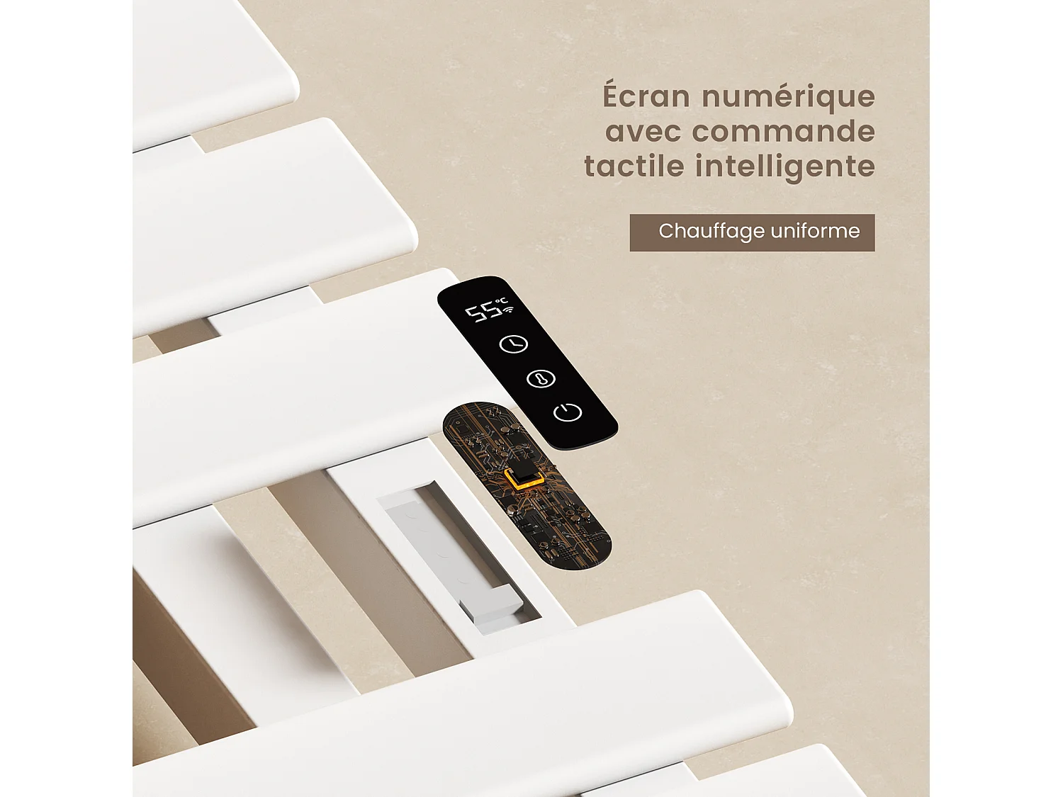 EMKE Elektrische handdoekradiator wit WiFi 100x50cm 320W platte buizen app-bediening smart home