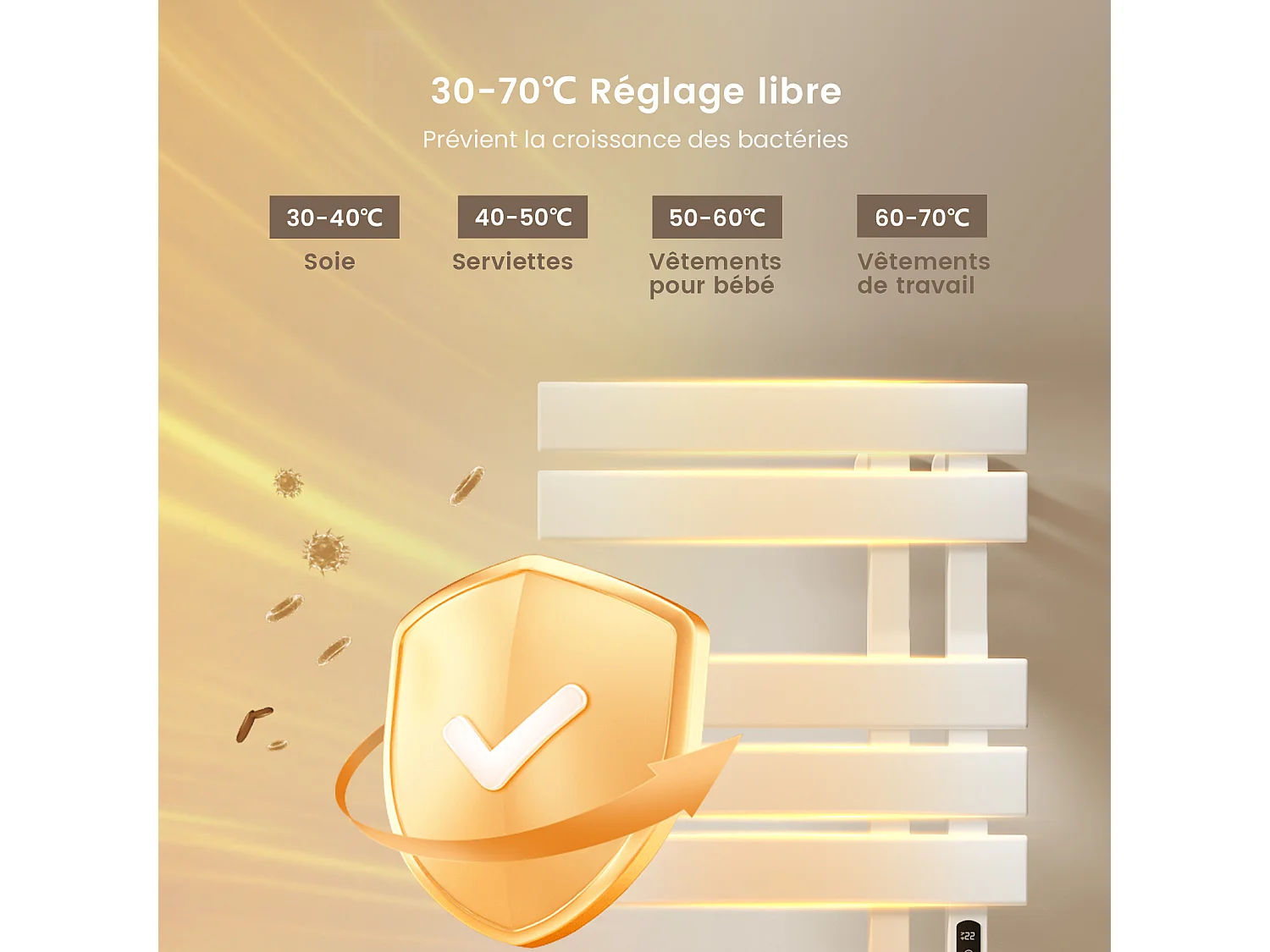 EMKE Elektrische handdoekradiator wit WiFi 100x50cm 320W platte buizen app-bediening smart home