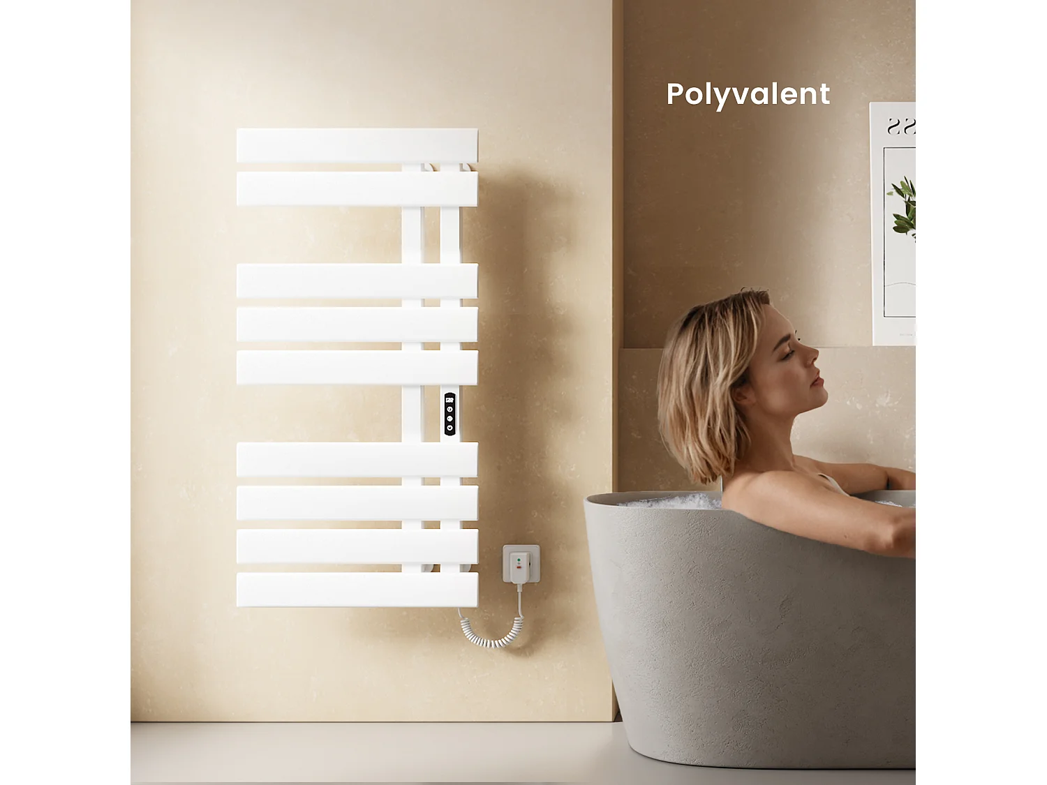 EMKE Elektrische handdoekradiator wit WiFi 100x50cm 320W platte buizen app-bediening smart home