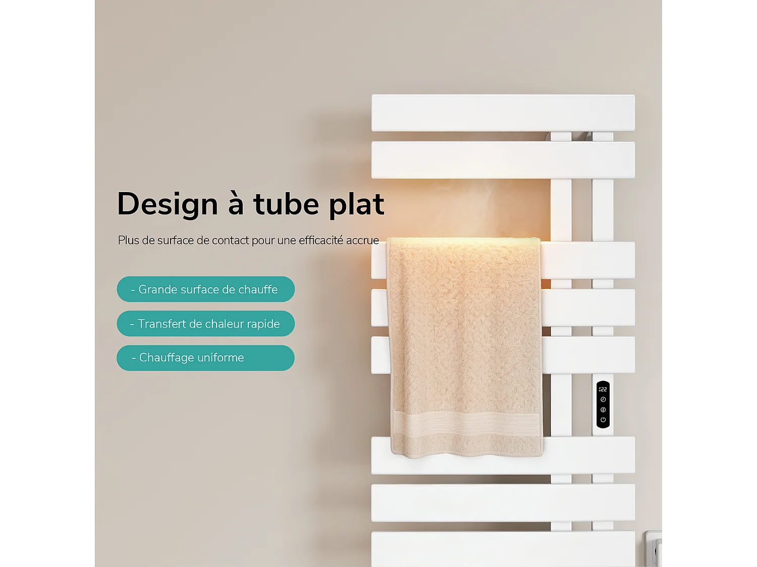 EMKE Sèche-serviettes Électrique Salle de Bain WiFi 1000x500 mm 320W, Blanc, Chauffe-serviettes Électrique