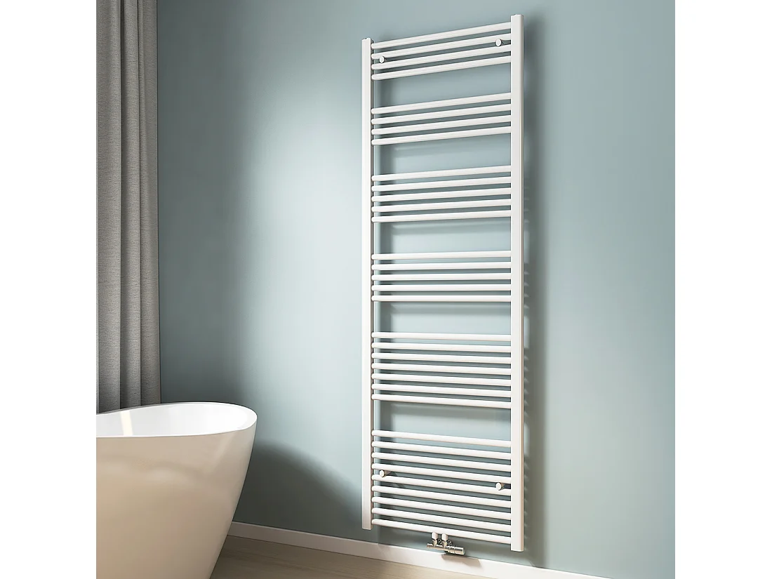 EMKE Handdoekradiator warm water wit 180 x 60 cm 860W midden en zijaansluiting