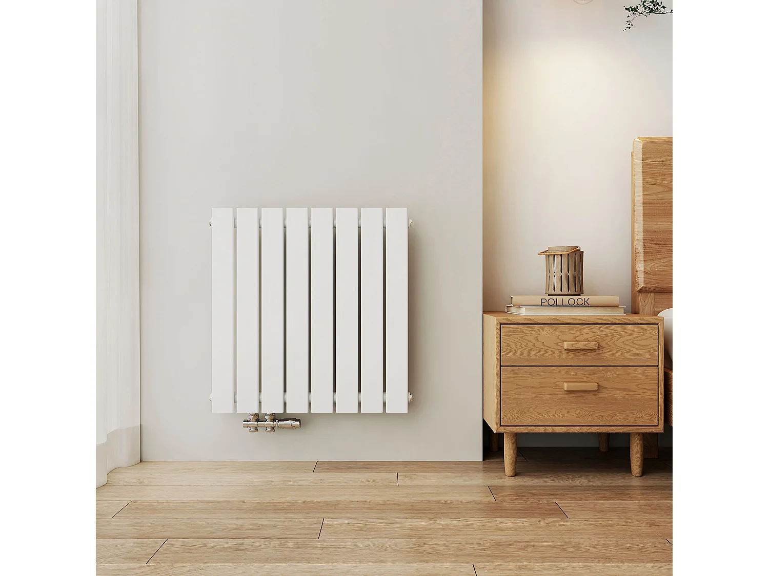 EMKE Warmwaterradiator van staal wit vlakke buis 63x62 cm 450W enkellaags