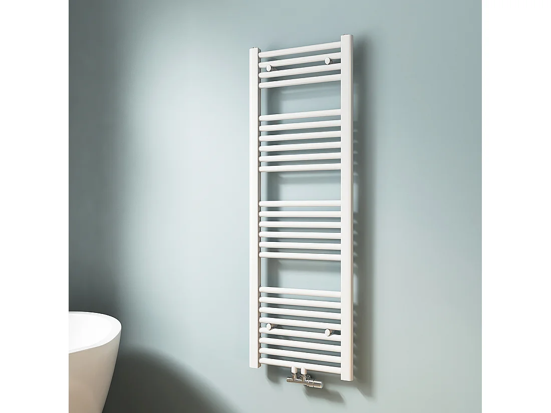 EMKE Handdoekradiator warm water wit 120 x 40 cm 427W midden en zijaansluiting