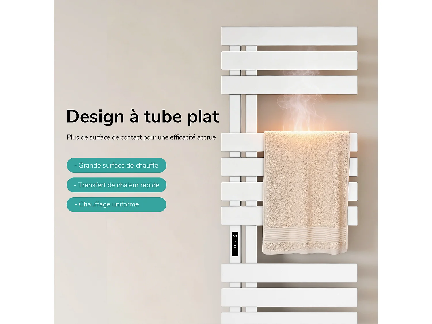 EMKE Sèche-serviettes Électrique Salle de Bain WiFi 1300x500 mm 440W, Blanc, Chauffe-serviettes Électrique