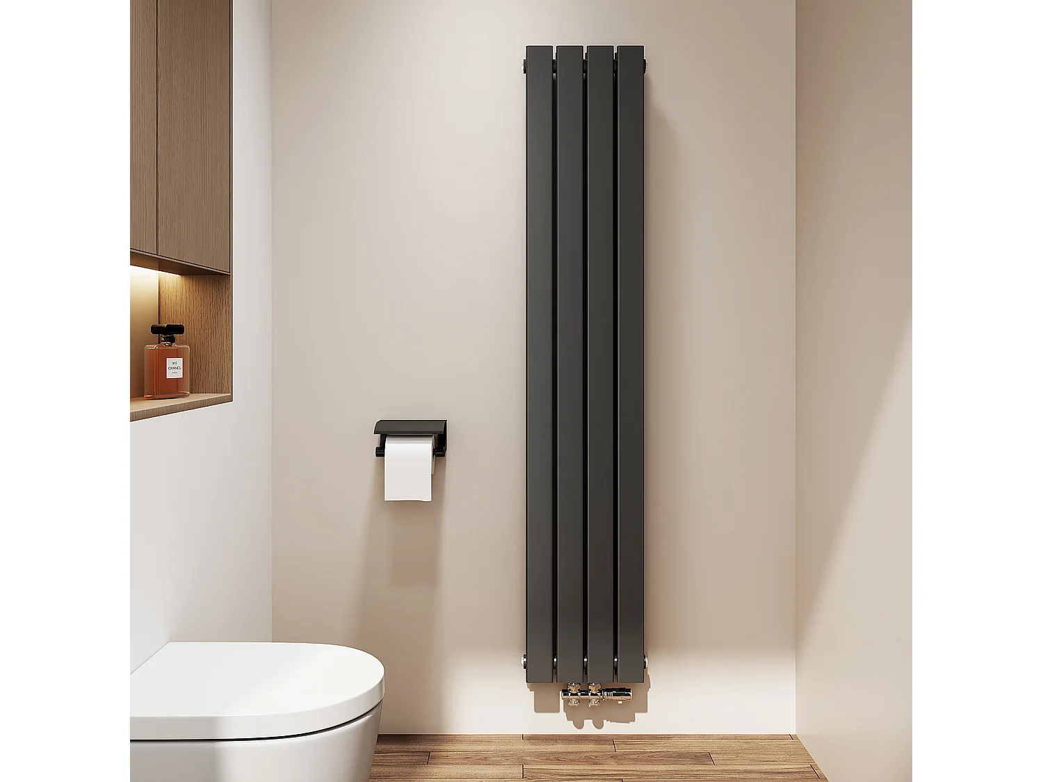 EMKE Warmwaterradiator van staal zwart vlakke buis 160x30 cm 966W dubbellaags