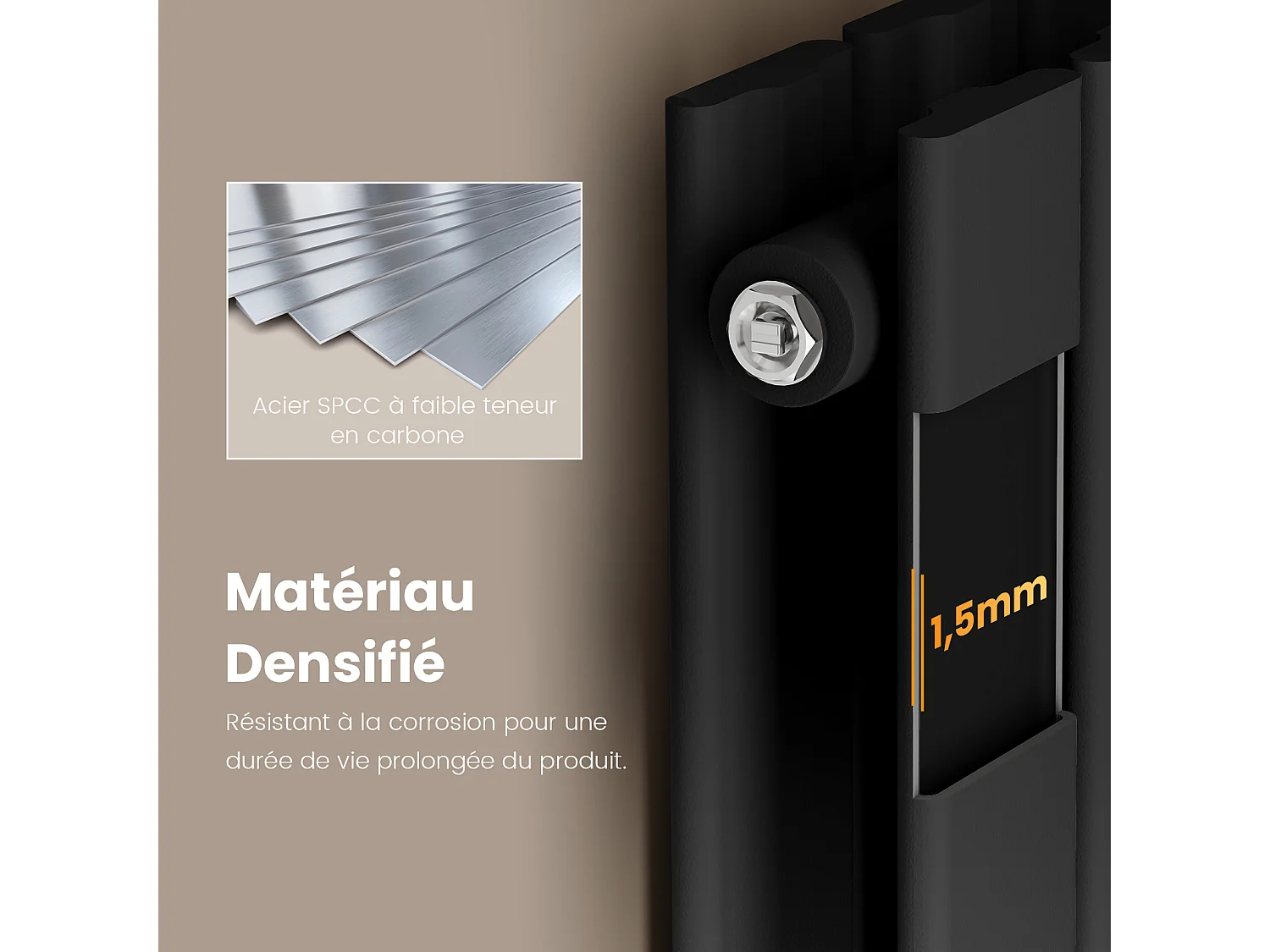 EMKE Warmwaterradiator van staal zwart vlakke buis 160x30 cm 966W dubbellaags