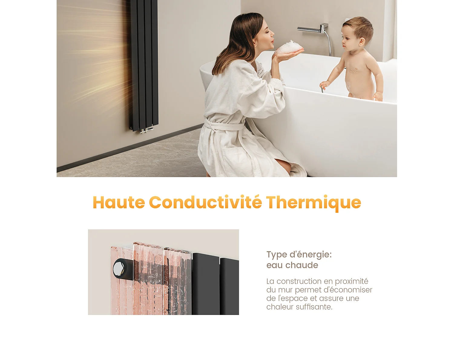 EMKE Warmwaterradiator van staal zwart vlakke buis 160x30 cm 966W dubbellaags