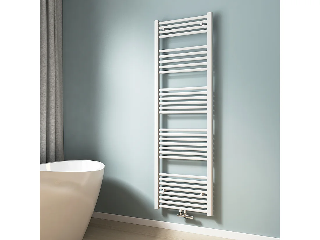 EMKE Handdoekradiator warm water wit 160 x 50 cm 654W midden en zijaansluiting